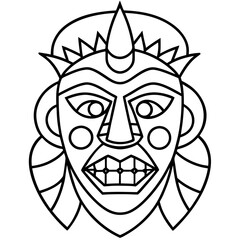 
Intricate Voodoo Mask Vector with Sinister Expression