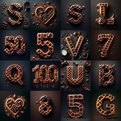 Fototapeta premium Chocolate and waffles Lettering Typeface. AI generated illustration