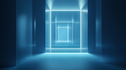 Fototapeta premium Design of a centered icon with frosted glass and simple structure, transparent blue and white in a dark background. Frosted Glass. Illustration