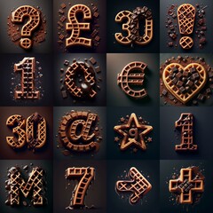 Fototapeta premium Chocolate and waffles Lettering Typeface. AI generated illustration