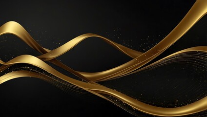 Gold wave luxury background on black.