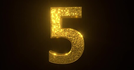 3D gold number animations on a transparent alpha channel
