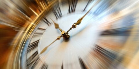 Blurred Clock Hands in Motion - Concept of Fleeting Time