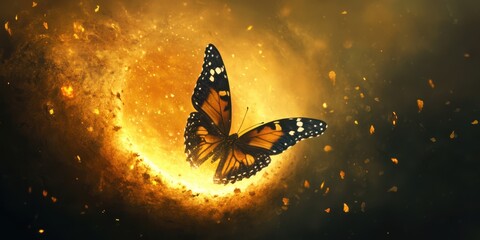 Butterfly in Fiery Glow - Symbol of Transformation