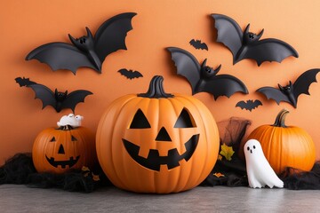 Halloween theme in school classrooms can be decorated with bats, pumpkins, and ghosts