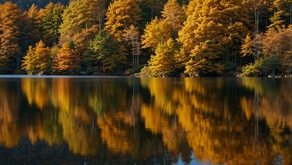 Golden Mirror Reflecting Autumn Scenery