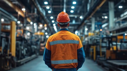 factory worker in uniform managing machinery and tools perfect for highlighting the industrial workforce and mechanical operation in a factory jobsite