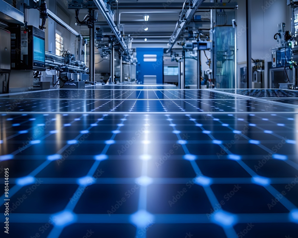 Aufkleber a modern factory interior showcasing advanced technology and streamlined design, emphasizing automat