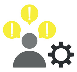 Profile of a person with problem solving icons. Vector illustration for concepts of mental health, business or education problem solving, solutions, thinking or mental subjects.