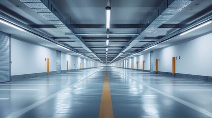 Fototapeta premium Newly built empty parking garage of the shopping center