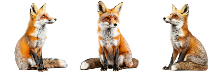 Obraz premium Set of a curious fox isolated on transparent background