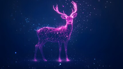 Brightly lit background with glowing polygonal deer picture

