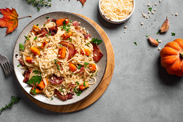 Pumpkin and Bacon spaghetti pasta, Pumpkin Carbonara