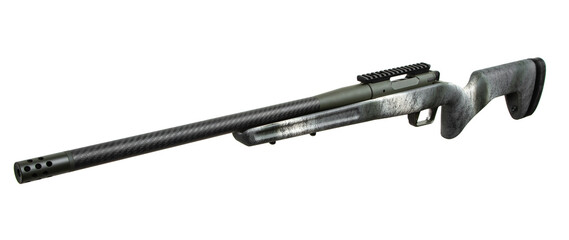 Modern bolt action rifle with carbon barrel. Weapons for sports, hunting and self-defense. Isolate...