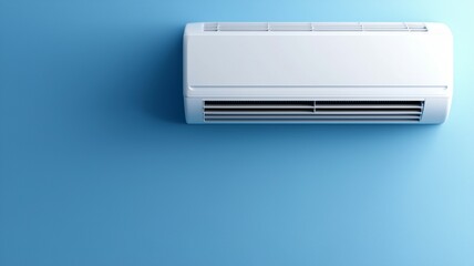 A white air conditioner is mounted on a wall