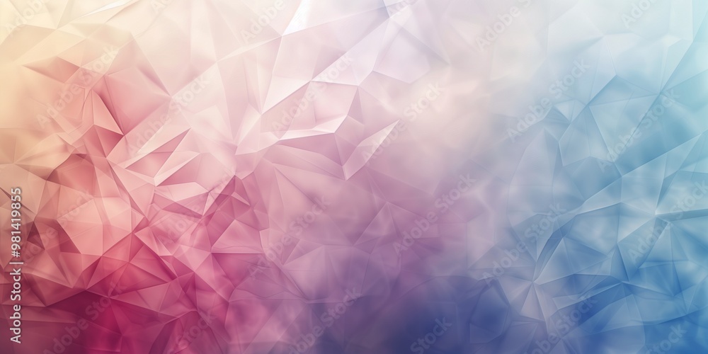 Poster abstract background with polygonal elements and soft cloud textures and light colors, minimalistic c