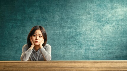 Young woman showing frustration with hands on face