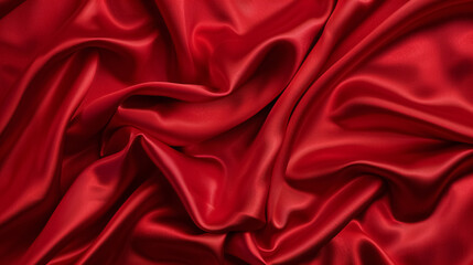 Fototapeta premium Luxury red satin smooth fabric background for celebration, ceremony, event invitation card or advertising poster