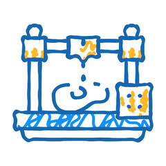 printing prostheses on 3d printer doodle icon sketch vector. printing prostheses on 3d printer sign. isolated symbol illustration