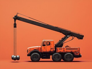 Naklejka premium Crane Lifting Weights Against Sienna Backdrop in Graphic