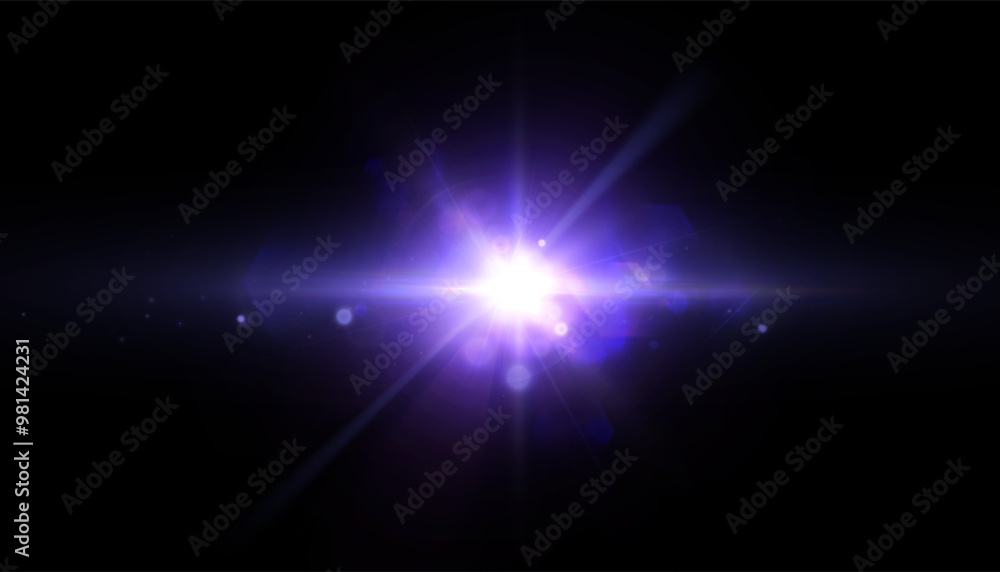 Poster purple glowing light effect. sun flare. glow effect for web design. star bursts with shimmering glar