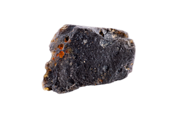 tektite, moldavite mineral stone on a white background close up.