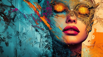 A woman with a mask on her face