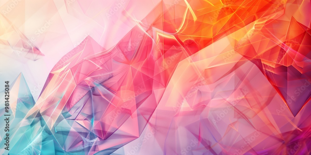 Poster abstract background with polygonal elements and bright paints and textures, abstract forms, smooth c