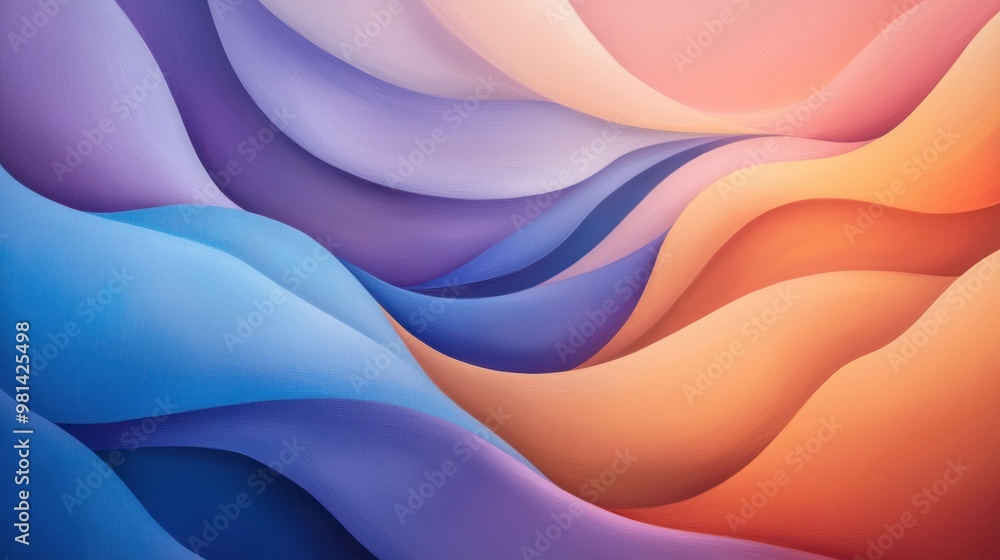 Poster abstract waves in soft colors create a serene and modern composition, perfect for backgrounds or art