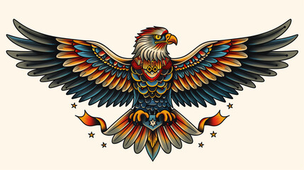 eagle tattoo design. American traditional style, eagle tattoo flash