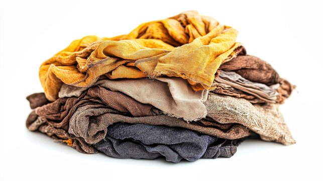 Pile of dirty rags isolated on white background