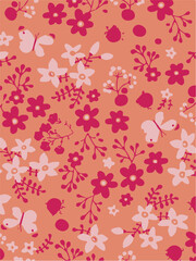 Flowers seamless pattern. vector illustration. Abstract flowers, floral vector with leaves