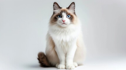 Cute Ragdoll Cat with Blue Eyes