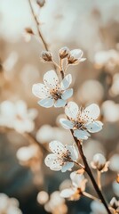 Obraz premium Close-up of cherry blossoms in soft