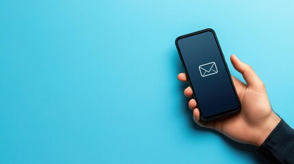 close-up of a smartphone's hand and display with a message icon for customer service and support