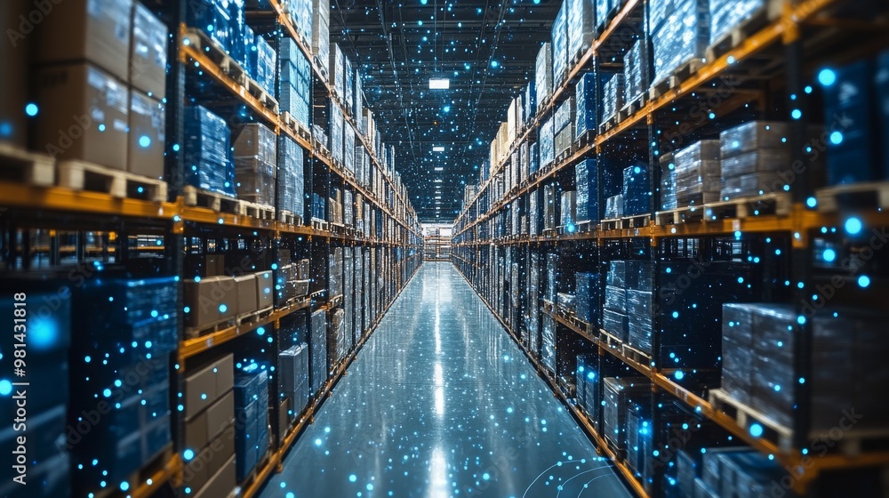Poster efficient automation enhances workflow in a busy warehouse environment