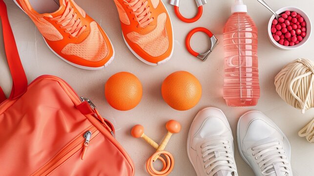 Stylish and organized gym bag featuring modern workout gear for fitness enthusiasts