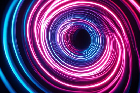 Vibrant Neon Tunnel in Pink and Blue
