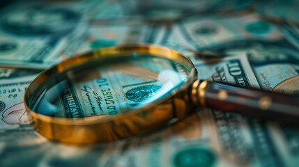 Money Magnified Exploring Wealth [created with generative AI technology]