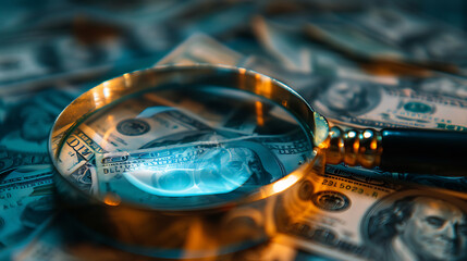 Money Magnified Exploring Wealth [created with generative AI technology]