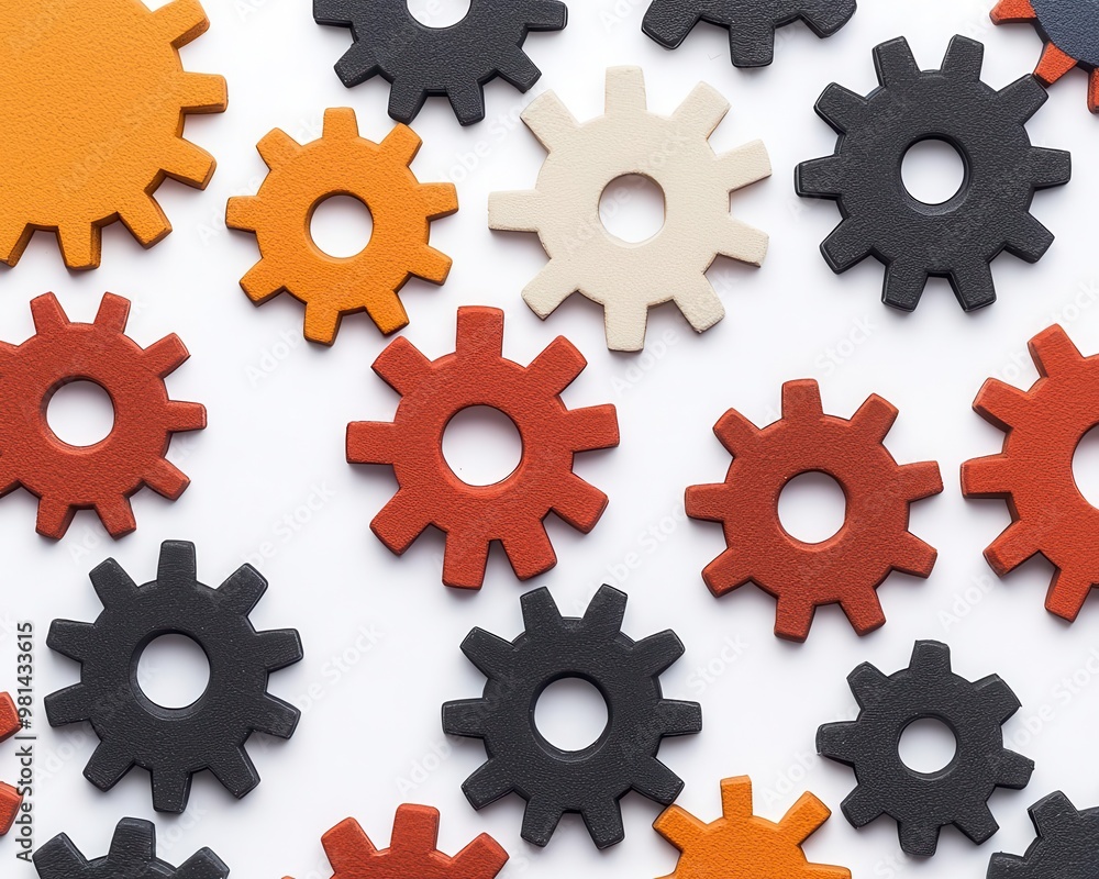 Wall mural interconnected gears forming a seamless workflow, symbolizing integration and efficiency in business