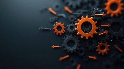 Gears spinning in harmony with digital arrows, representing smooth workflow integration in business