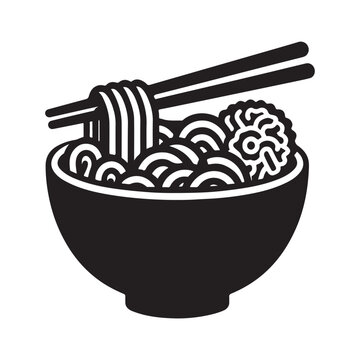 recommend clip art: Ramen icon silhouette on white background
                    