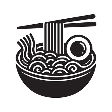 recommend clip art: Ramen icon silhouette on white background
                    
