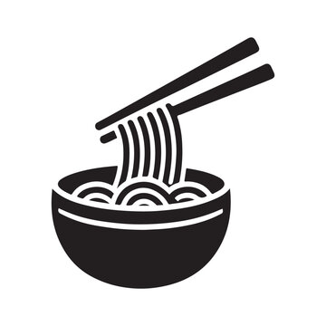 recommend clip art: Ramen icon silhouette on white background
                    