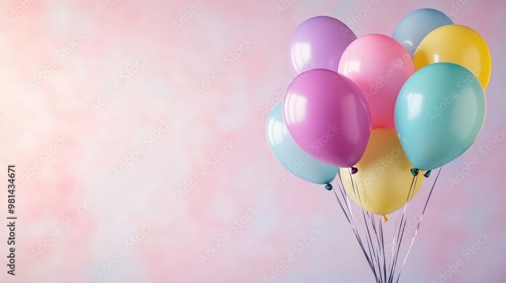 Poster a bunch of colorful balloons are floating in the air. the balloons are in various colors, including 