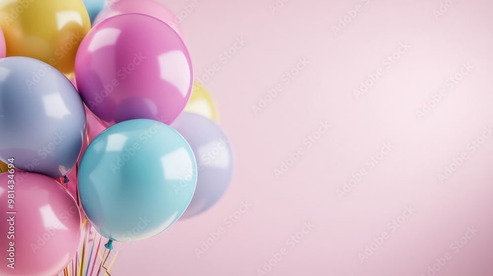 Poster a bunch of colorful balloons are floating in the air. the balloons are in various colors, including 