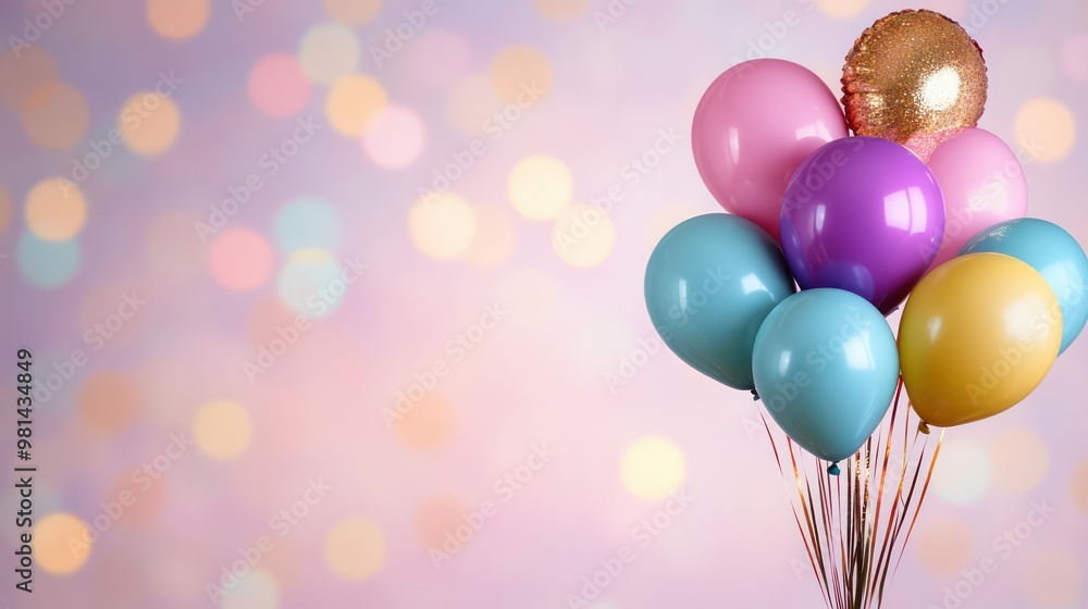 Poster a bunch of colorful balloons are floating in the air. the balloons are in various colors, including 