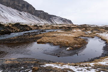 Fossalar waterfall and river in the South of Iceland