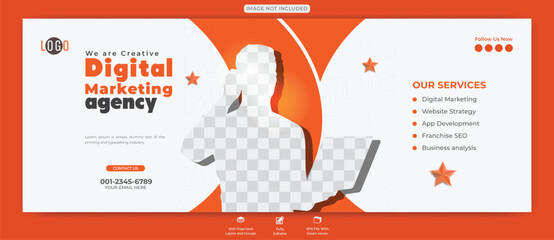 Digital marketing agency and corporate facebook cover banner template